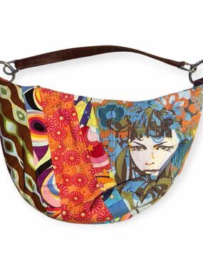 SPIRITED STYLE Happy Hobo Patchwork Pop Art Floral Shoulder Bag
